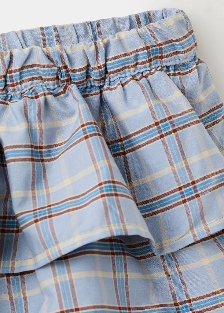 Ruffled checked mini shorts — Blue