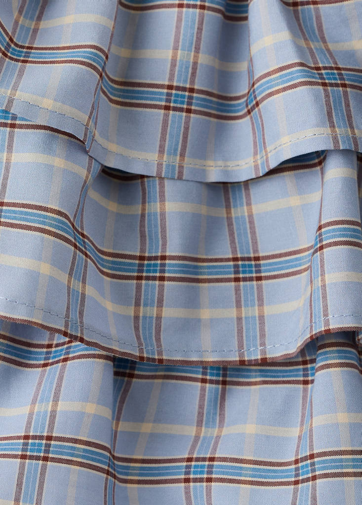 Ruffled checked mini shorts — Blue