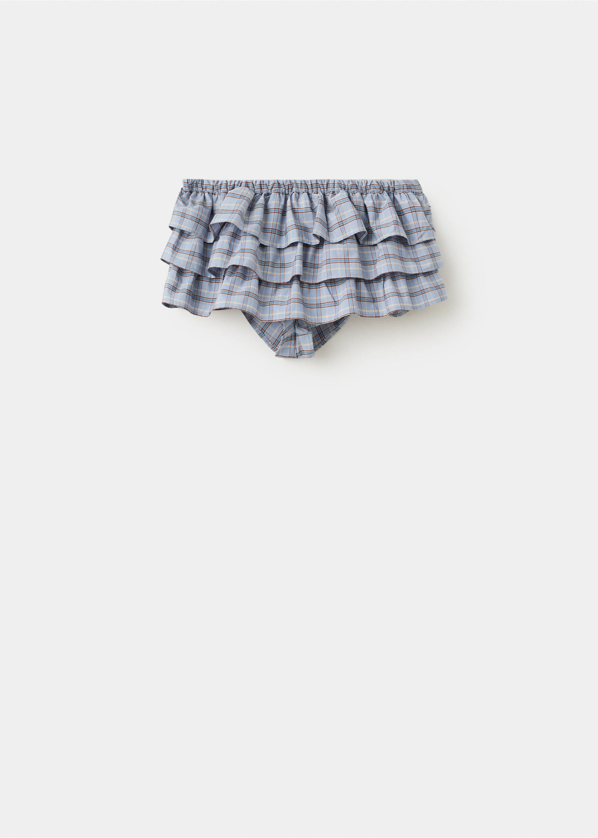 Ruffled checked mini shorts - Article without model, Blue. Ref: 27079067-00.