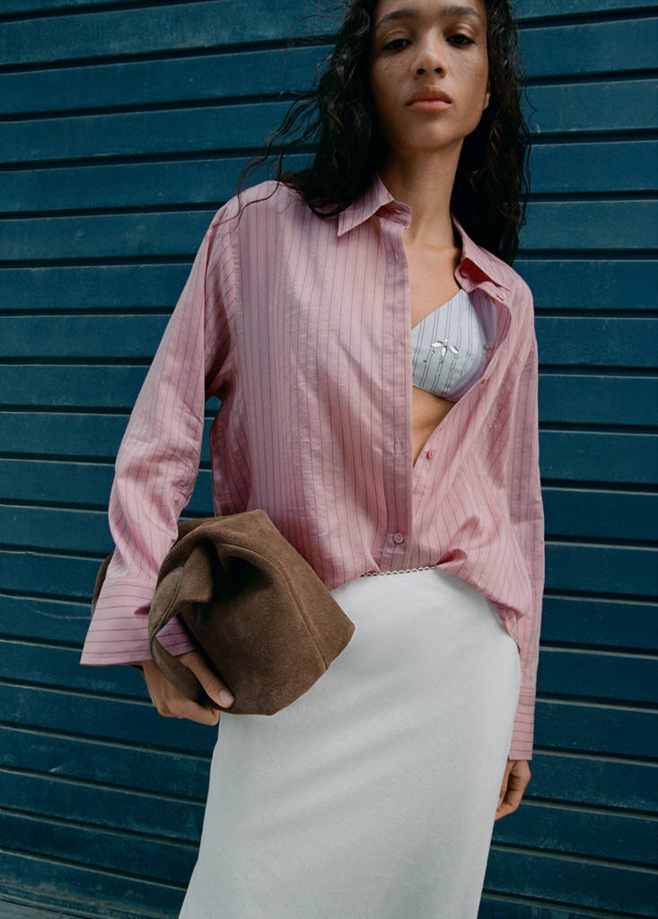 Linen skirt with lace details — Off White