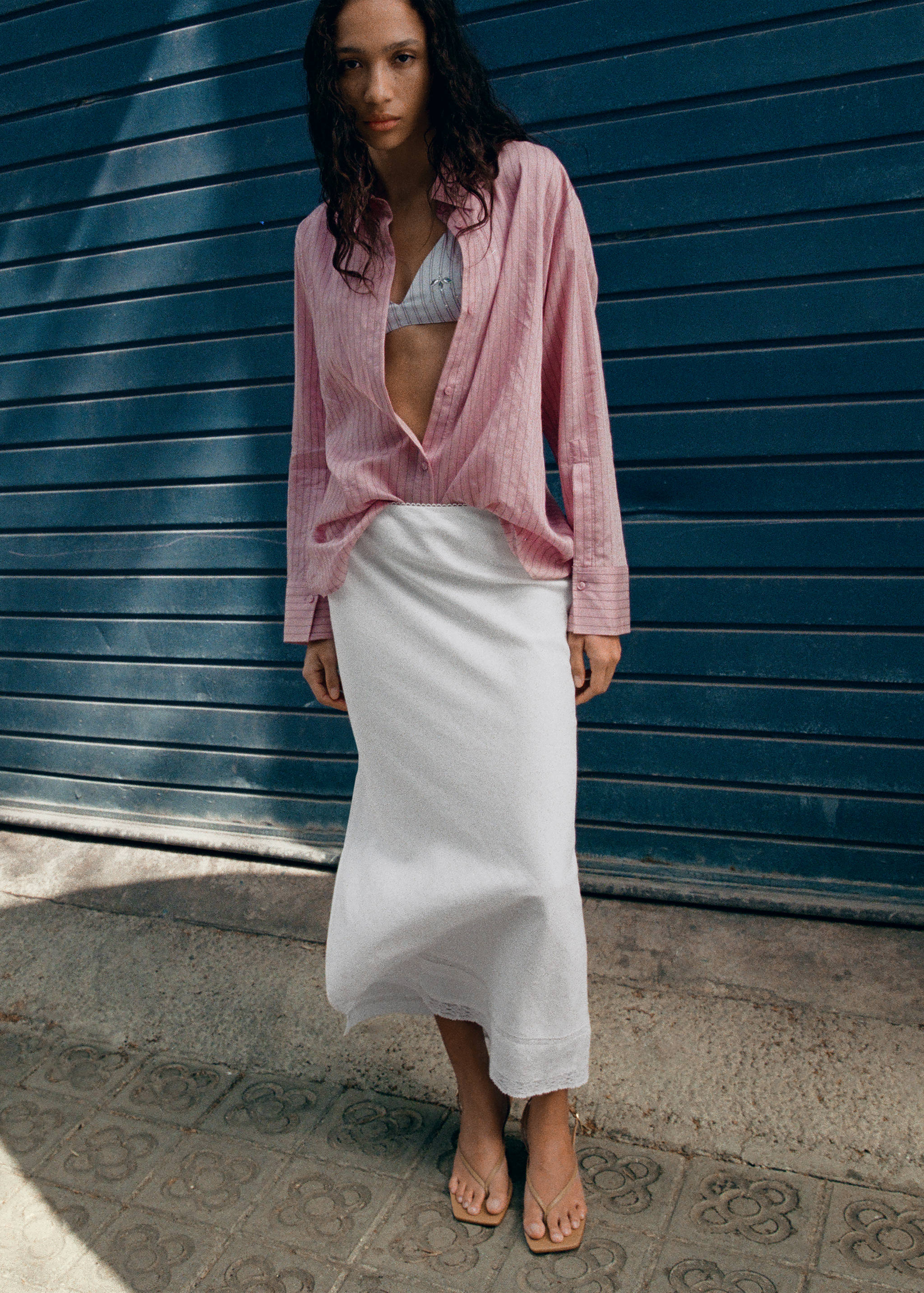 Linen skirt with lace details - Details of the article 4
