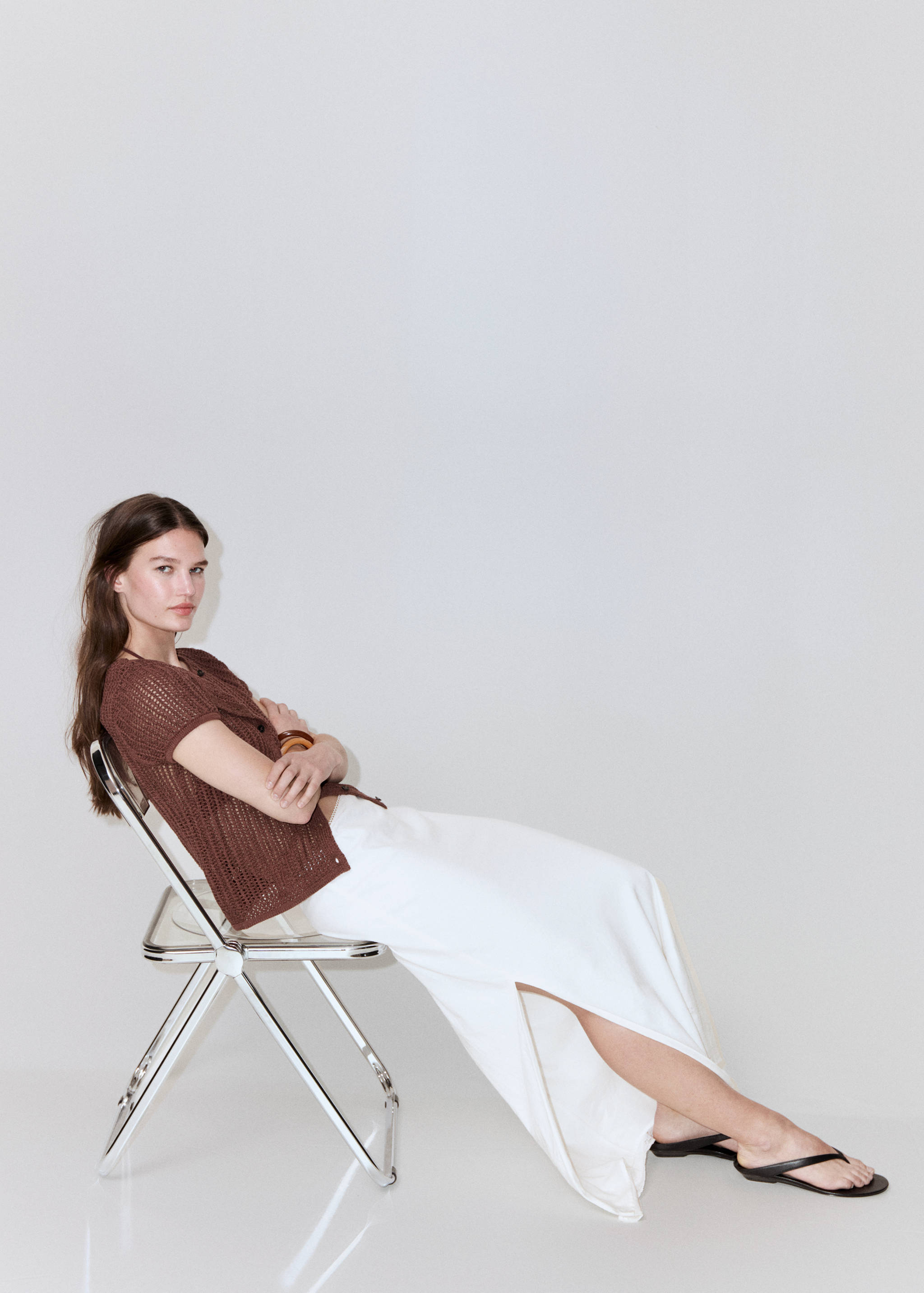 Linen skirt with lace details - Details of the article 2