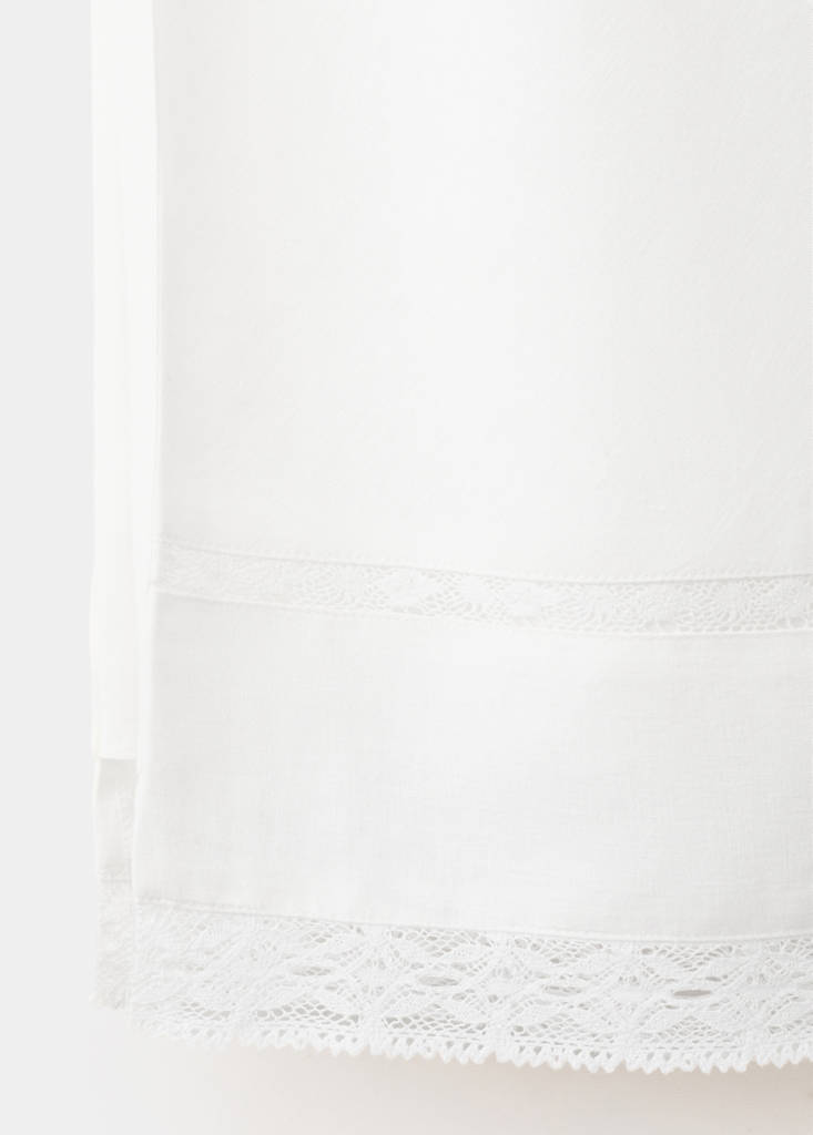 Linen skirt with lace details — Off White