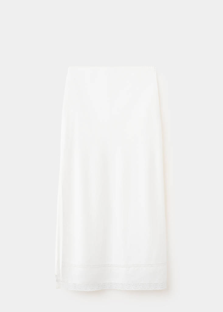 Linen skirt with lace details — Off White