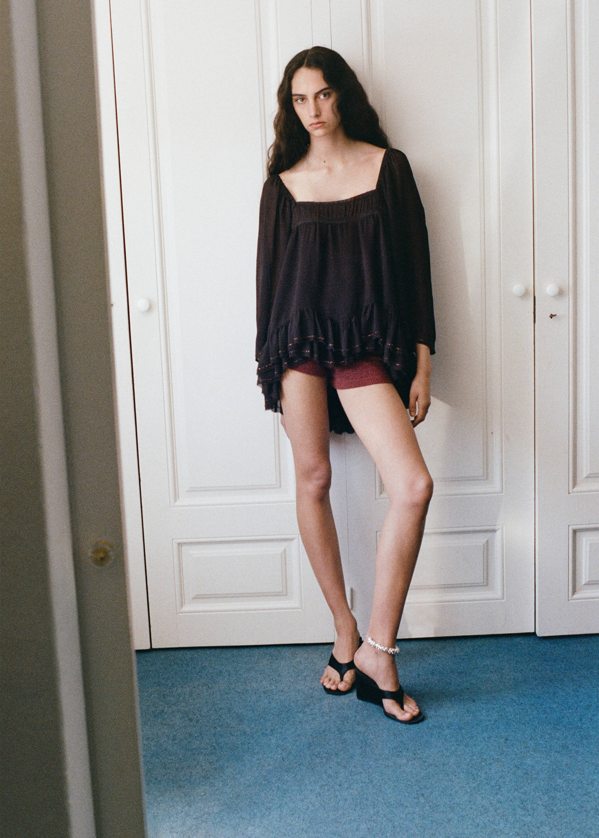 Beaded ruffle blouse - General plane