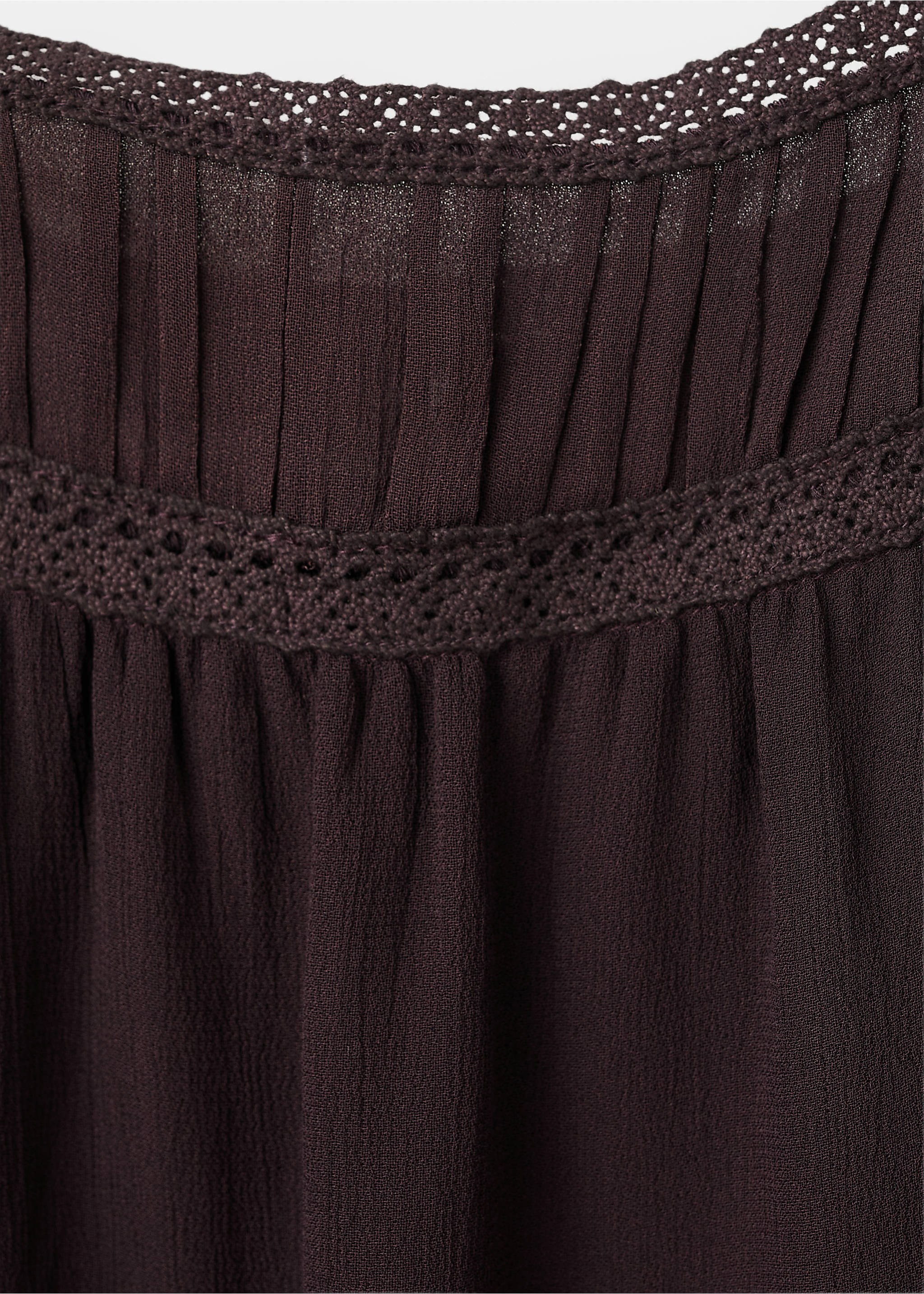 Beaded ruffle blouse - Details of the article 8, Brown. Ref: 27079070-00.
