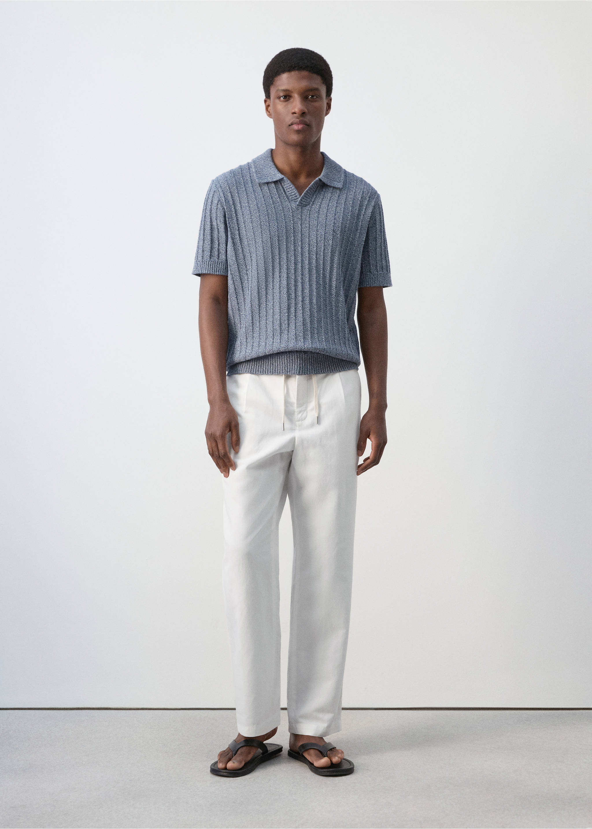 Pantalón lyocell lino regular fit - Plano general, Blanco. Ref: 27079205-00.