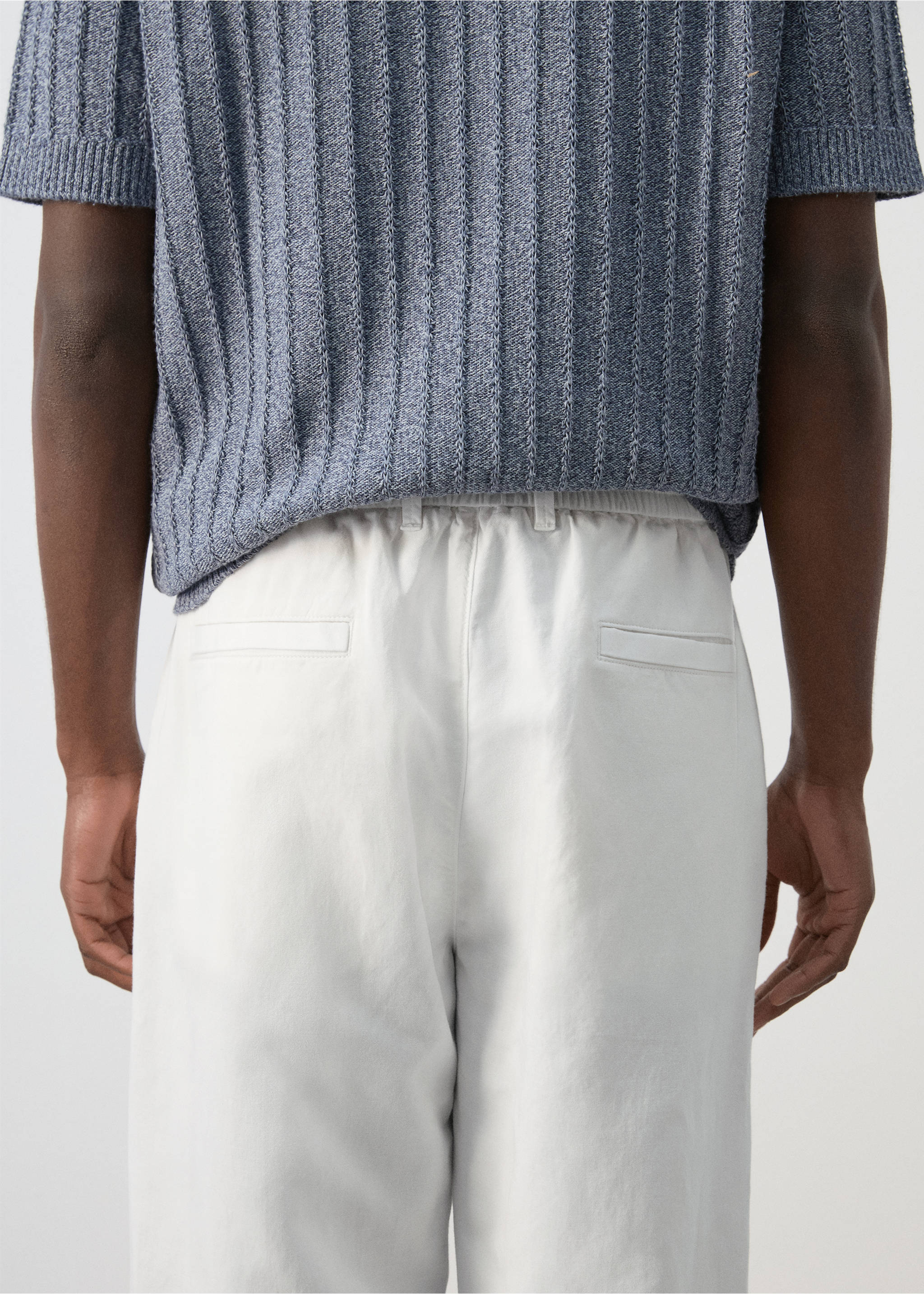 Pantalón lyocell lino regular fit - Detalle del artículo 6, Blanco. Ref: 27079205-00.