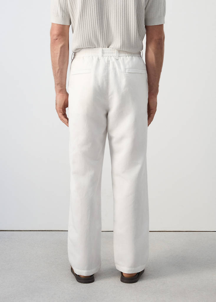 Relaxed fit lyocell linen trousers — White