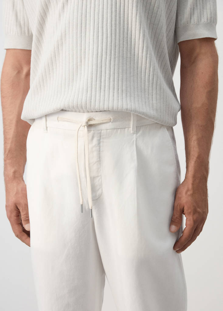 Relaxed fit lyocell linen trousers — White