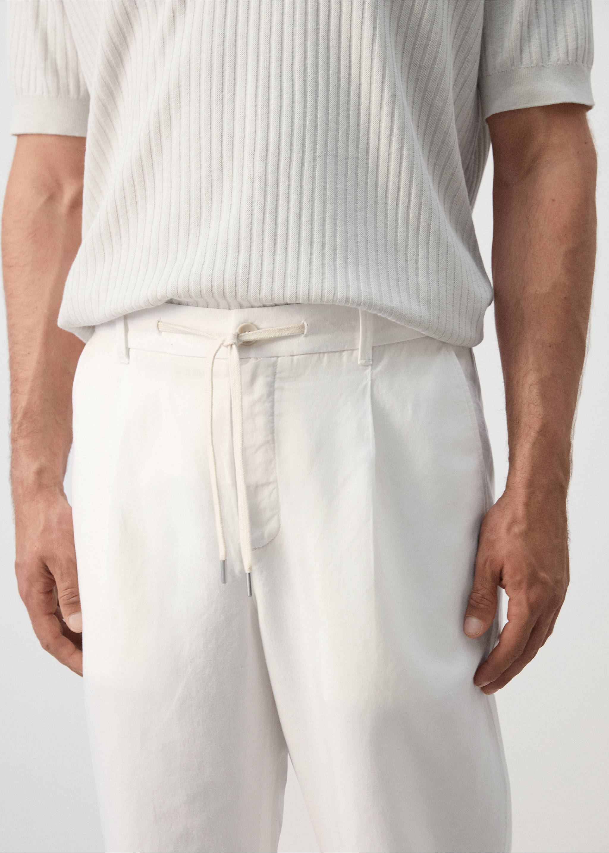 Pantalón lyocell lino regular fit - Detalle del artículo 1, Blanco. Ref: 27079205-01.