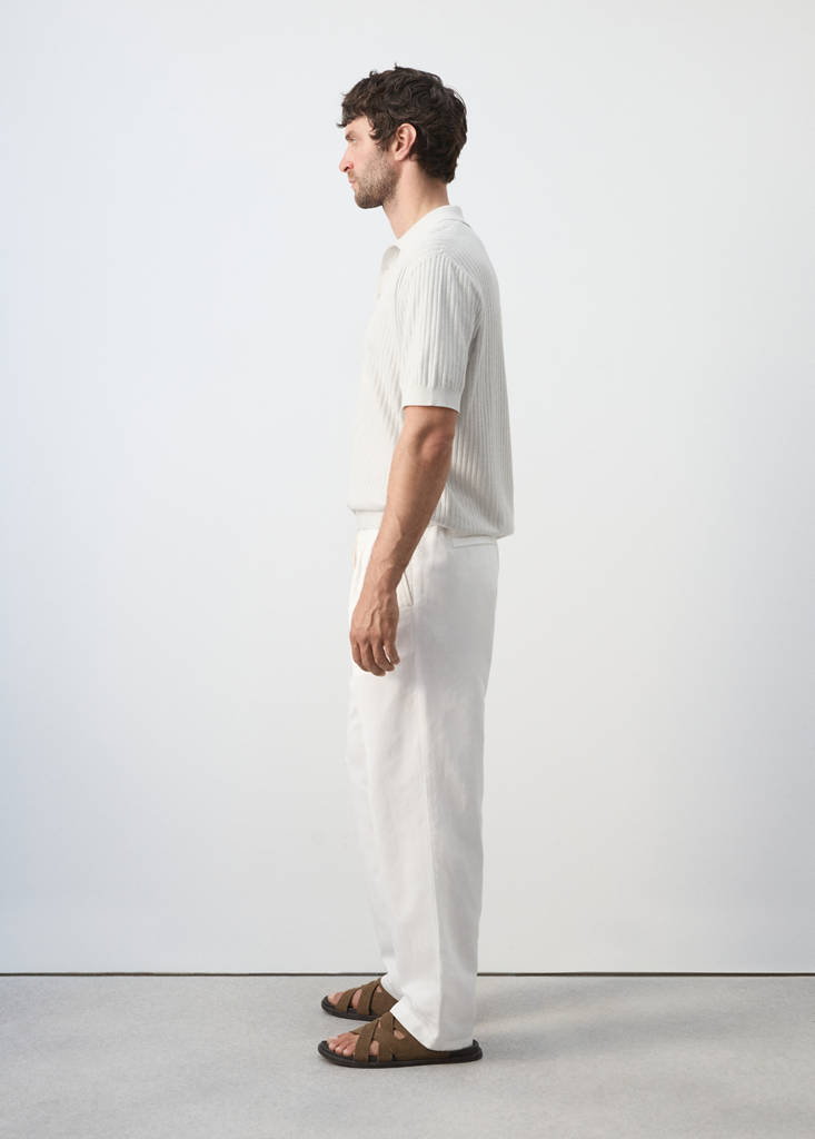 Relaxed fit lyocell linen trousers — White