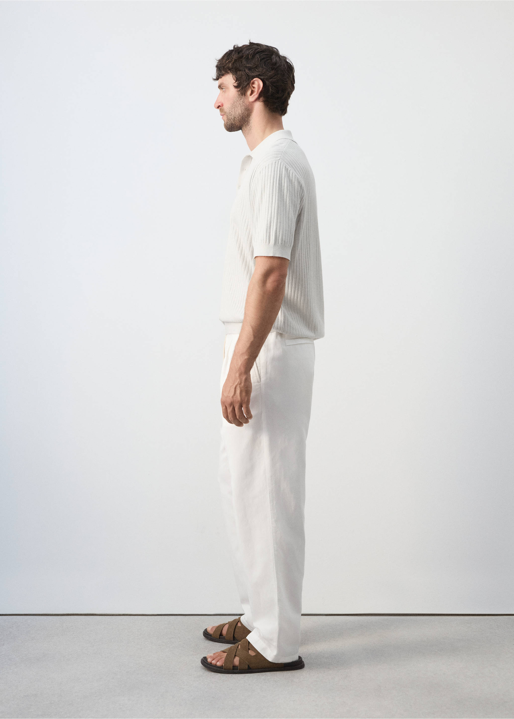 Pantalón lyocell lino regular fit - Detalle del artículo 2, Blanco. Ref: 27079205-01.