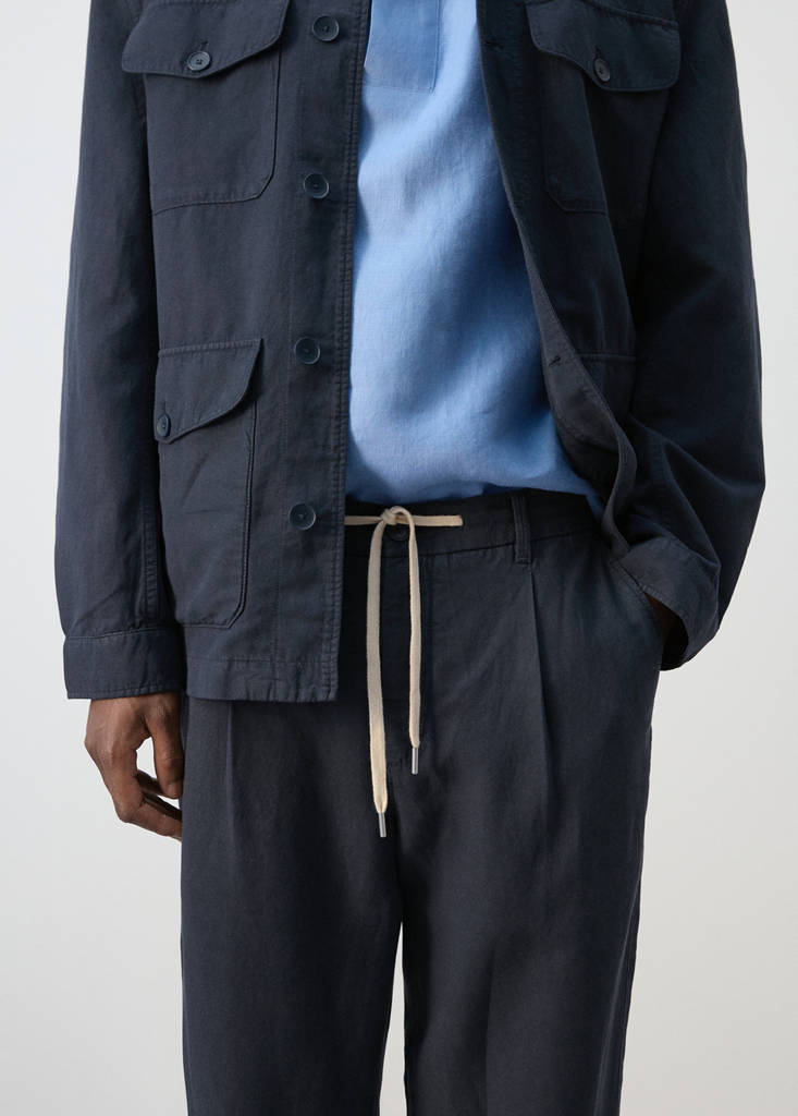 Relaxed fit lyocell linen trousers — Navy