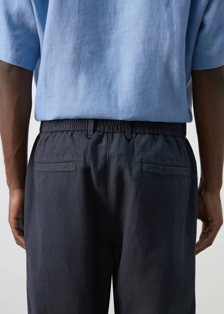 Relaxed fit lyocell linen trousers — Navy