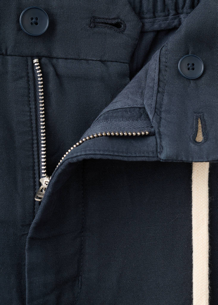 Relaxed fit lyocell linen trousers — Navy