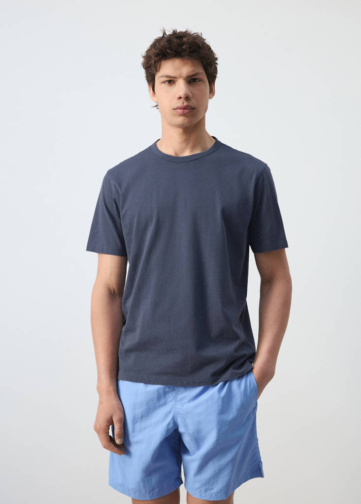Short-sleeved cotton t-shirt — Navy