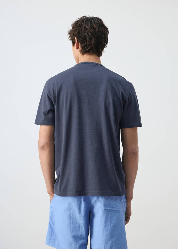 Short-sleeved cotton t-shirt — Navy