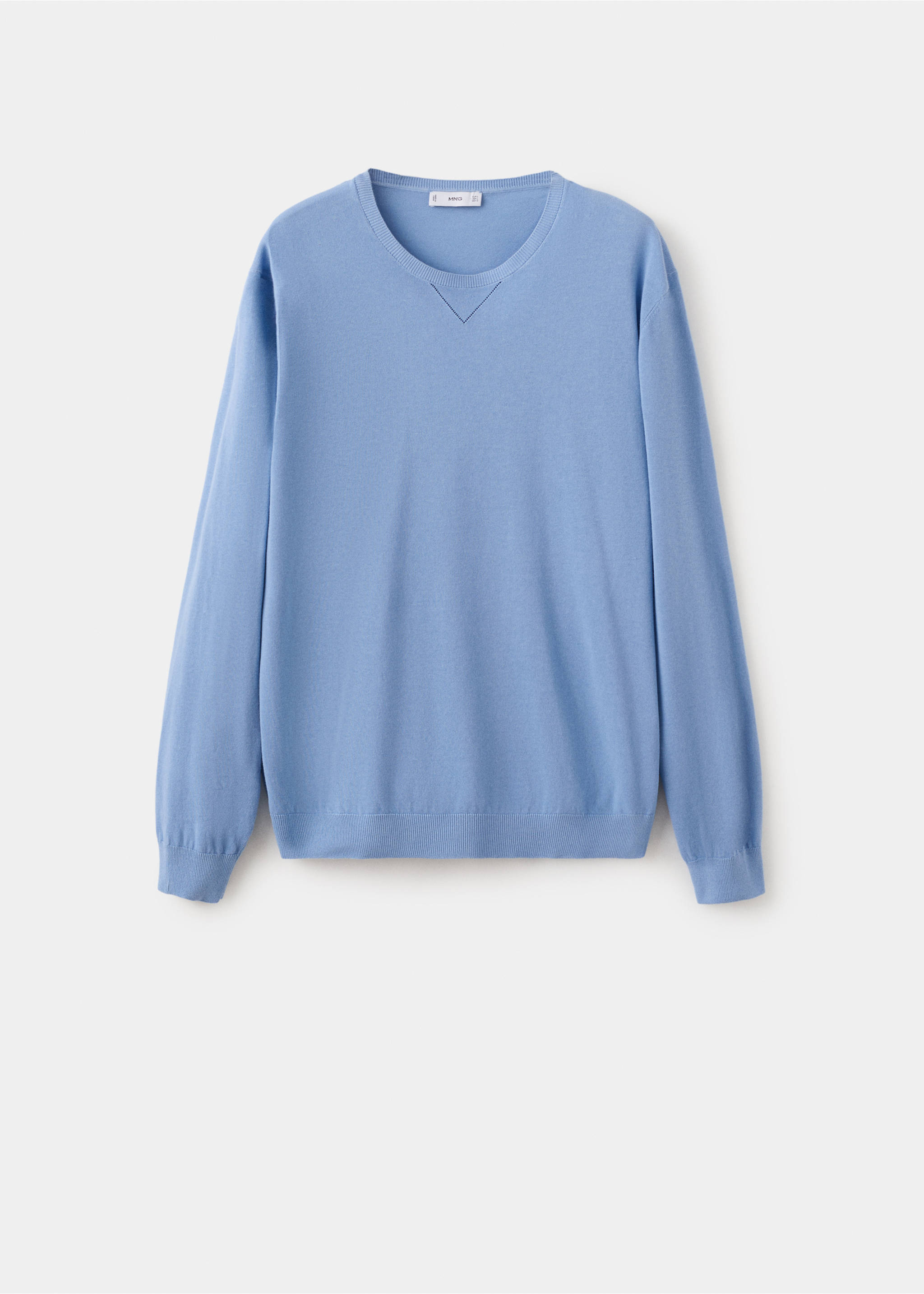 100% cotton fine-knit sweater - Article without model, China Blue. Ref: 27079208-00.