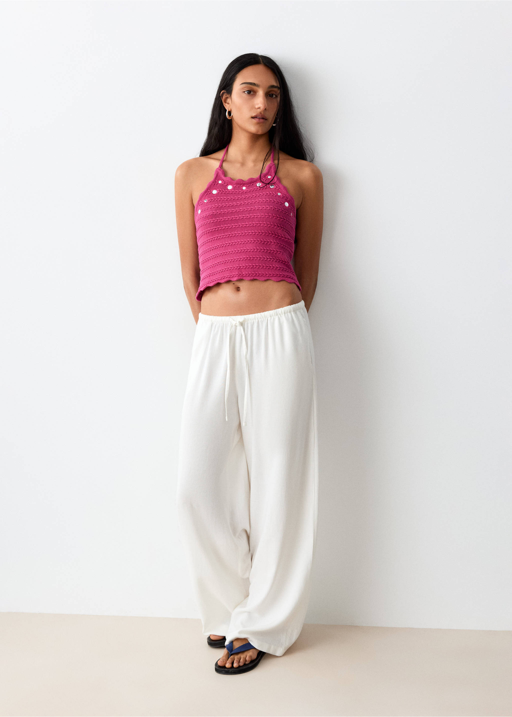 Crochet top mirrors - Details of the article 2, Pink. Ref: 27079209-00.