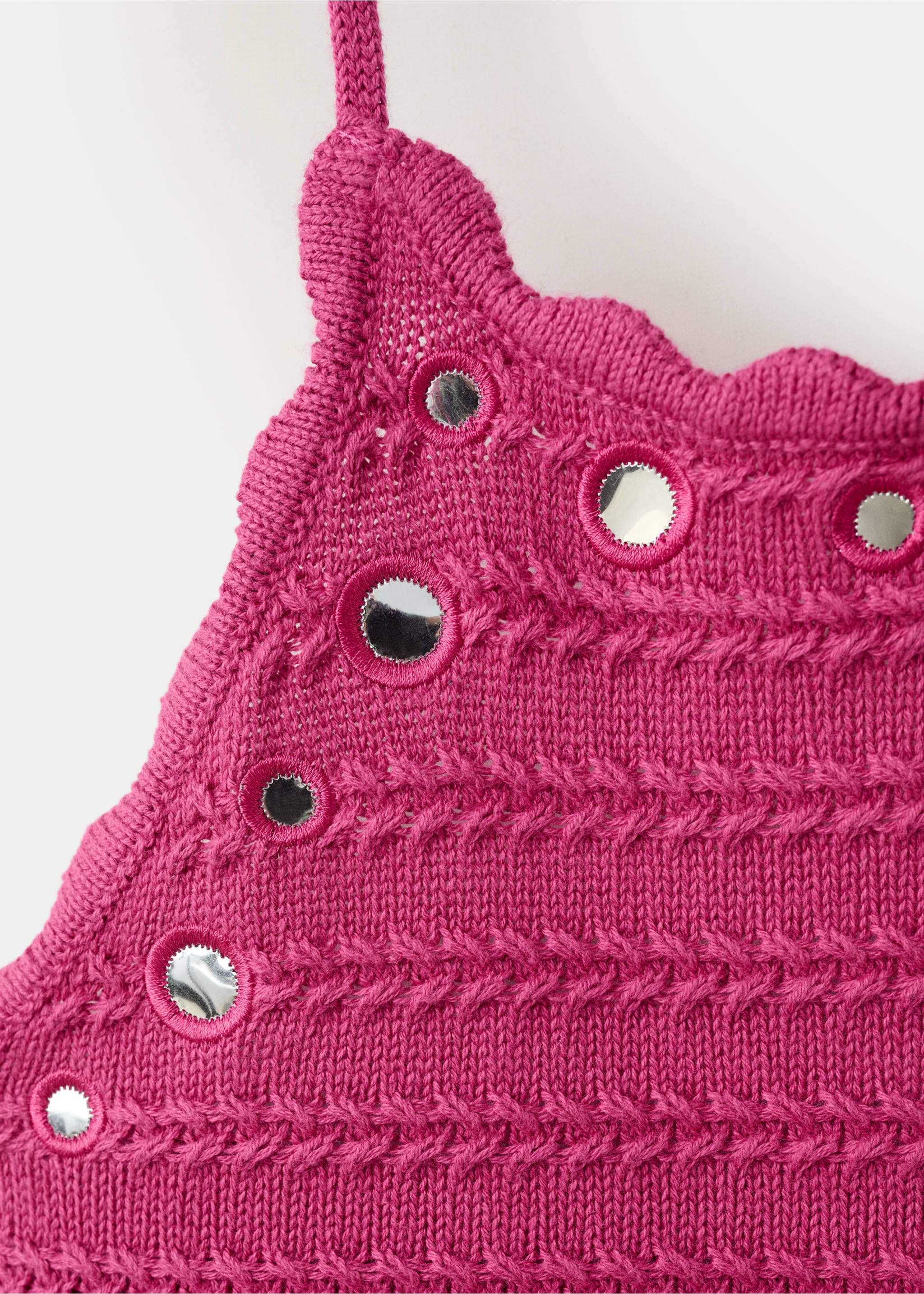 Crochet top mirrors - Details of the article 8, Pink. Ref: 27079209-00.