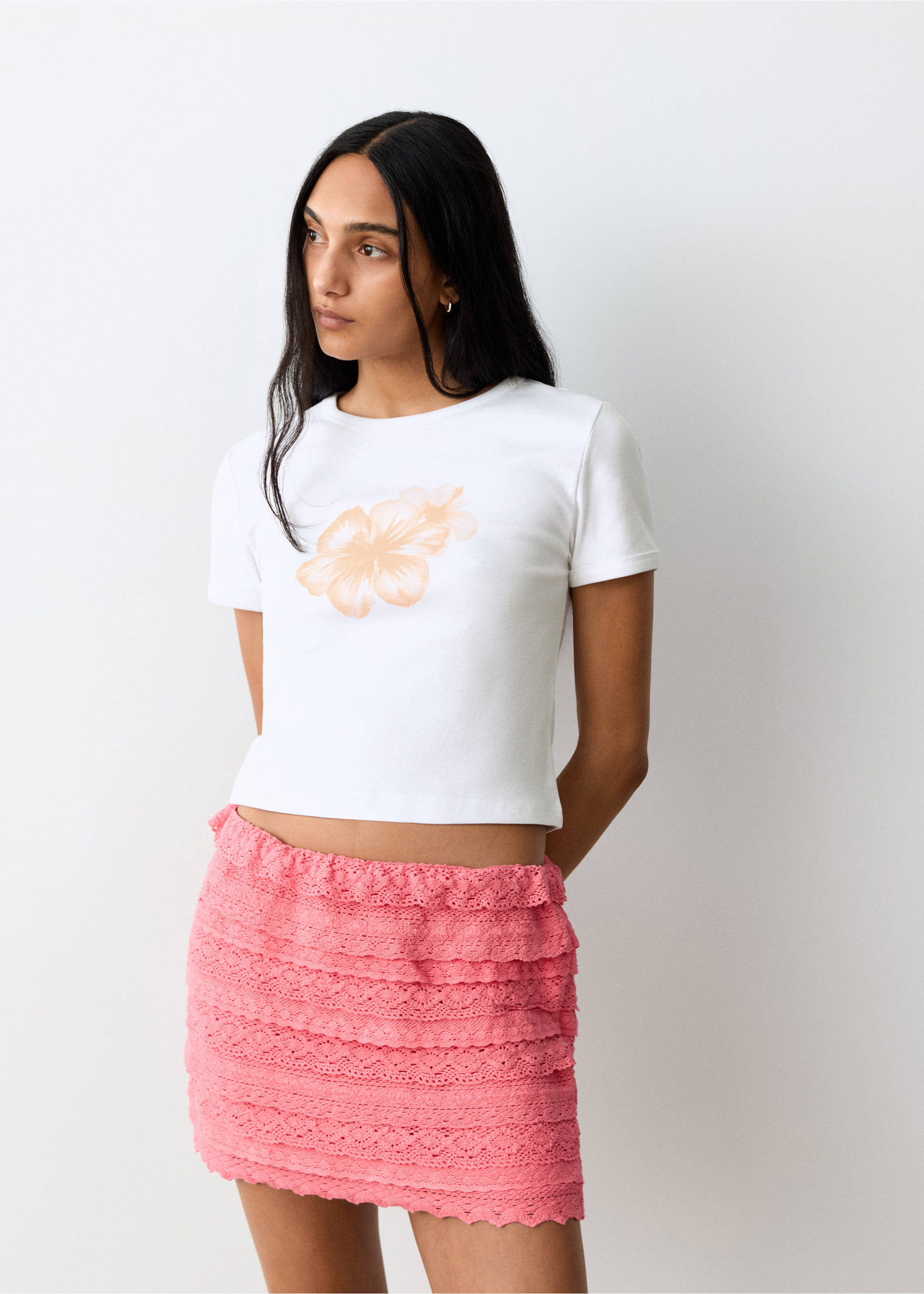 Floral-print cotton t-shirt - Medium plane, Off White. Ref: 27079210-00.