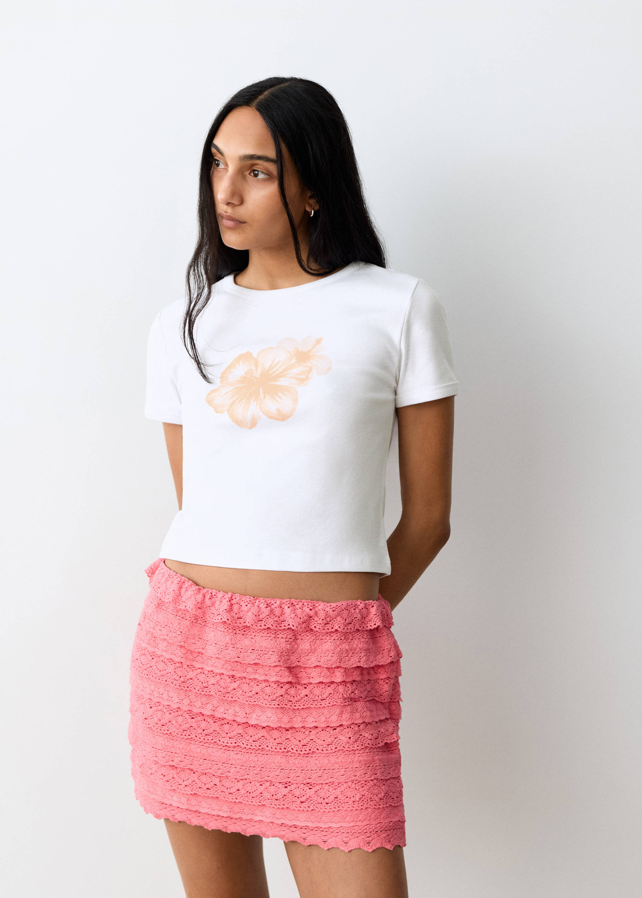 Floral-print cotton t-shirt - Medium plane