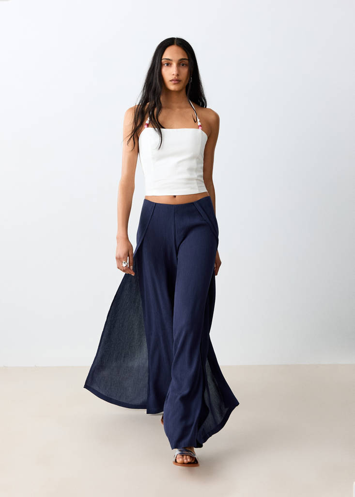 Fluid trousers with side openings — Navy
