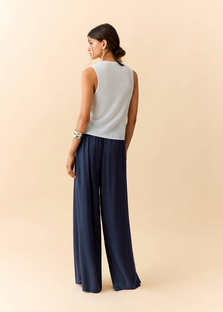 Fluid trousers with side openings — Navy