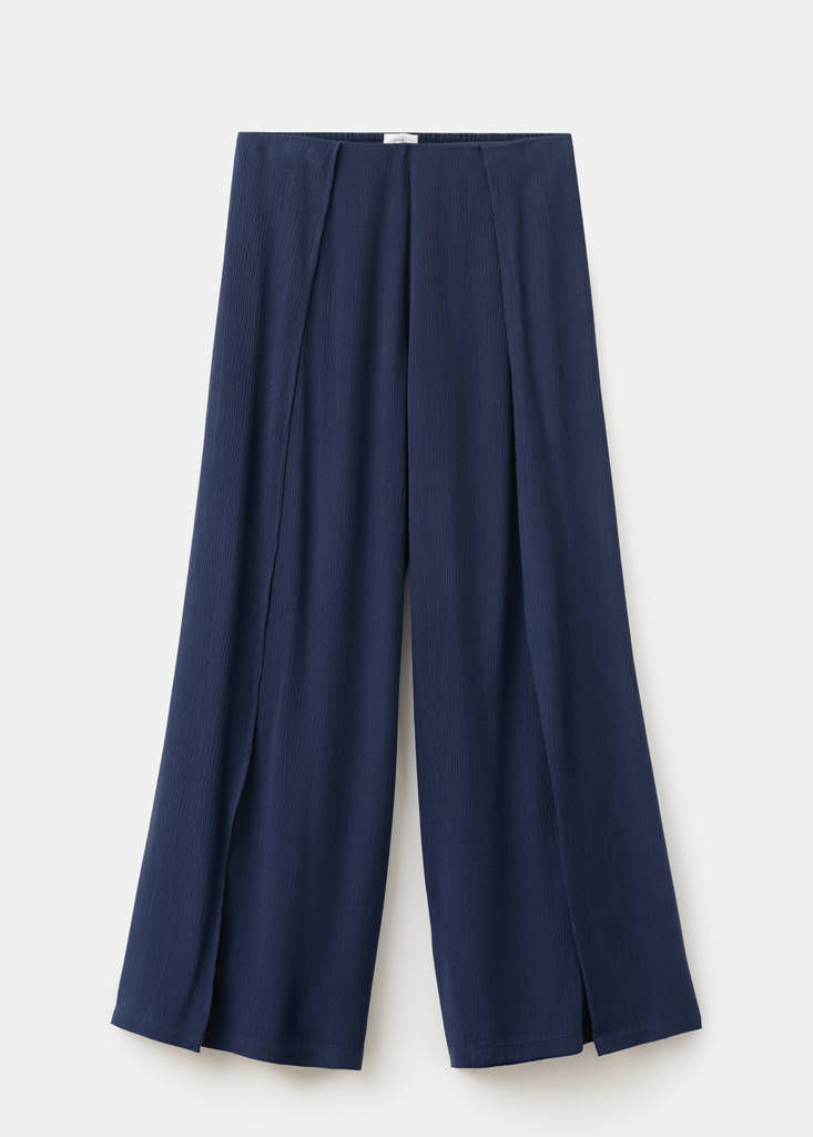 Fluid trousers with side openings — Navy