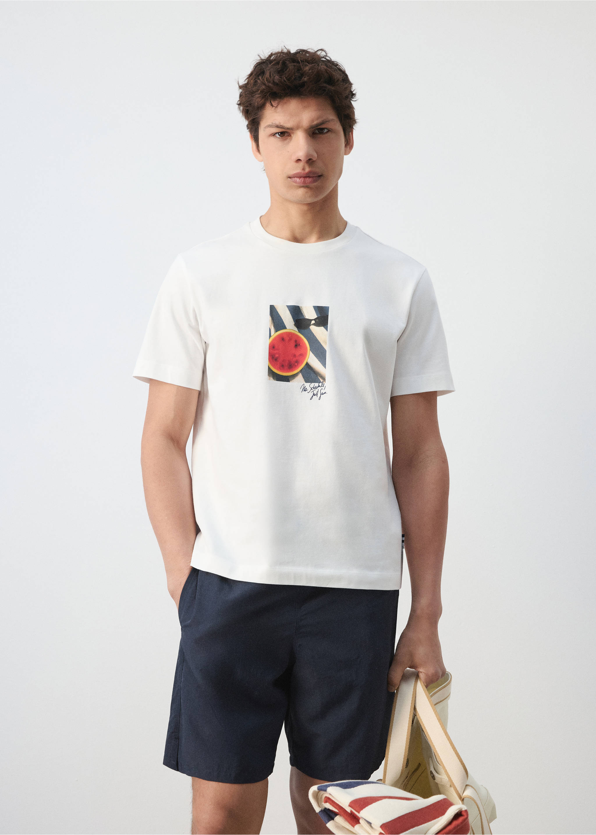 100% cotton printed t-shirt - Medium plane, White. Ref: 27079213-00.