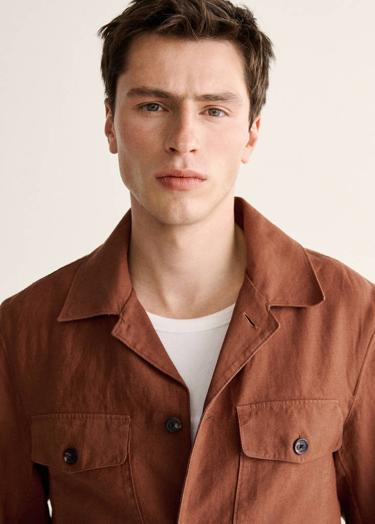Lyocell linen overshirt with pockets — Russet
