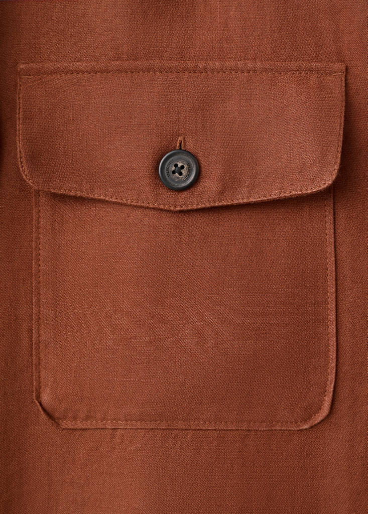 Lyocell linen overshirt with pockets — Russet