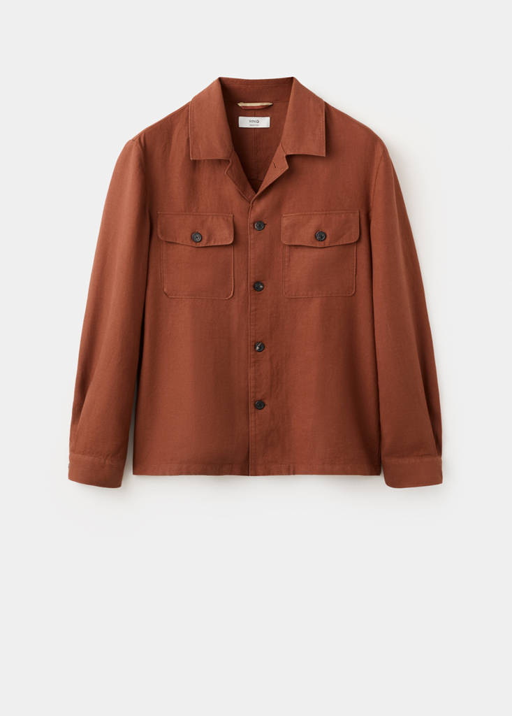 Lyocell linen overshirt with pockets — Russet