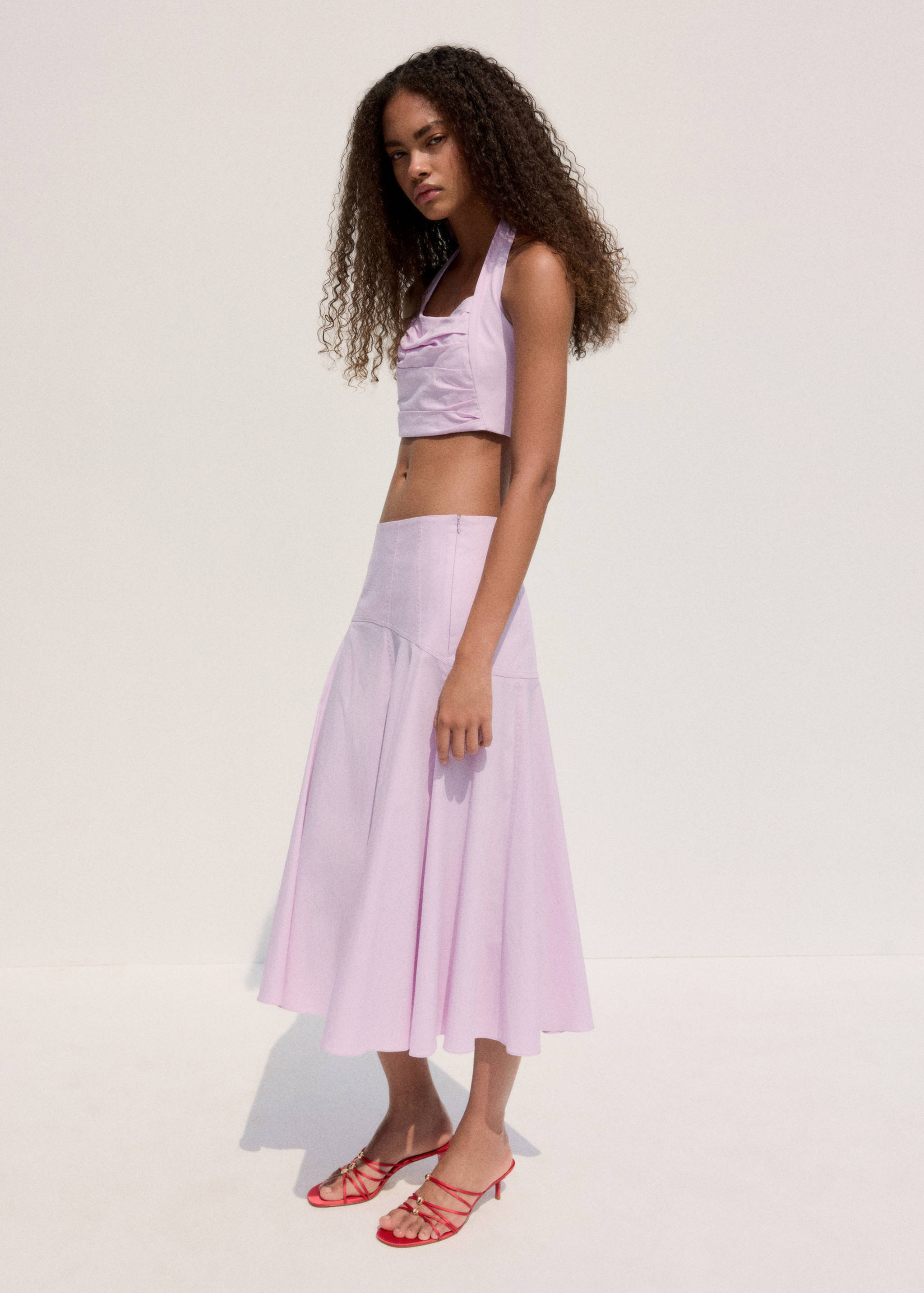 A-line skirt with stitching detail - General plane
