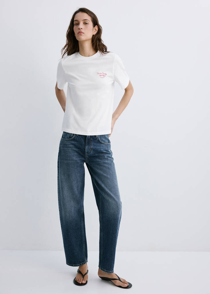 Printed cotton-blend t-shirt — White