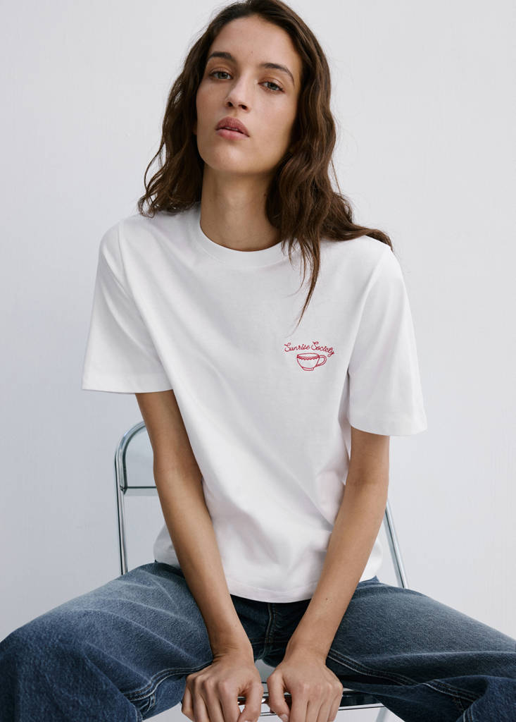 Printed cotton-blend t-shirt — White