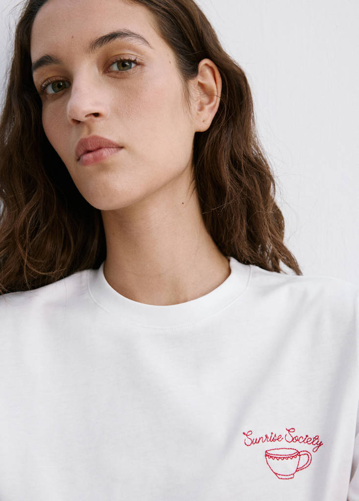 Printed cotton-blend t-shirt — White