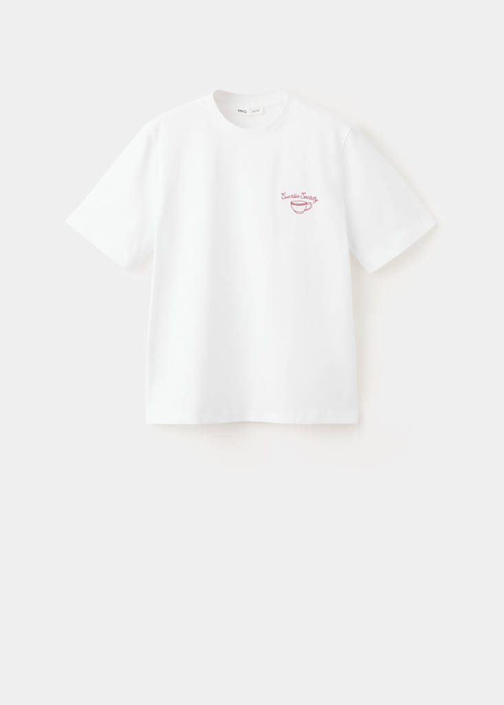 Printed cotton-blend t-shirt — White
