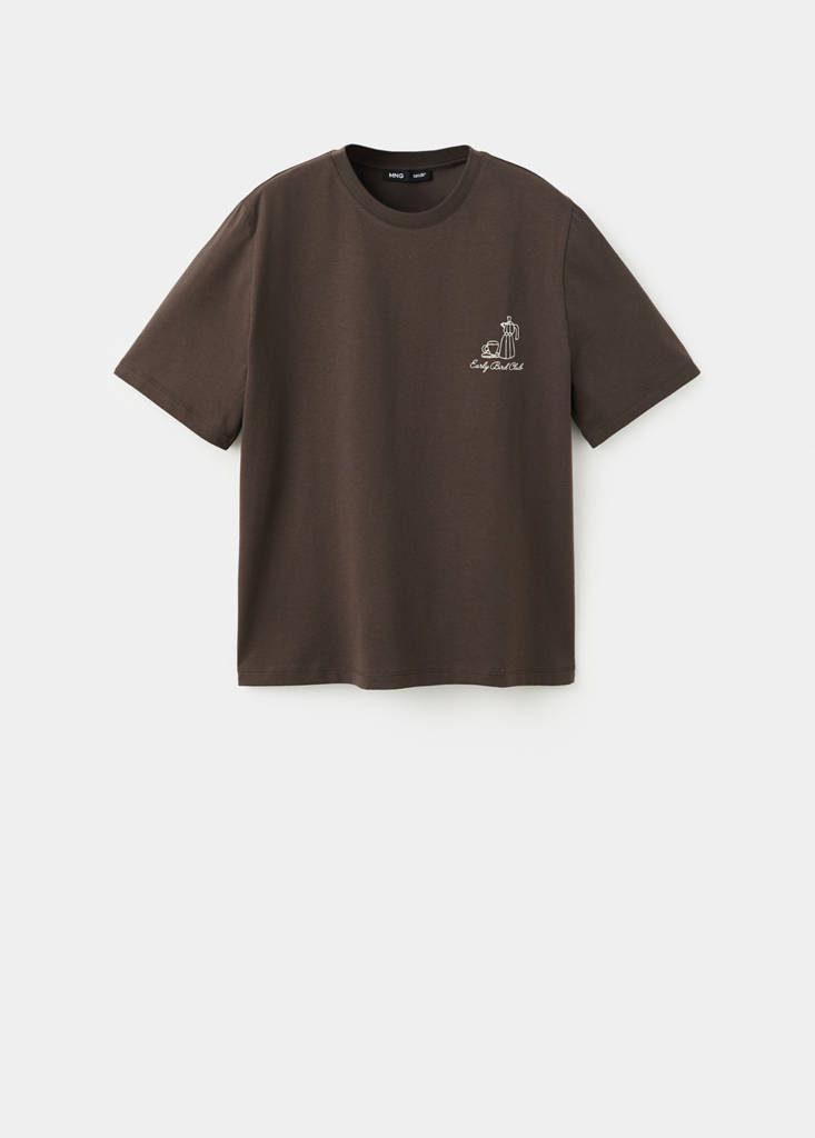 Printed cotton-blend t-shirt — Brown