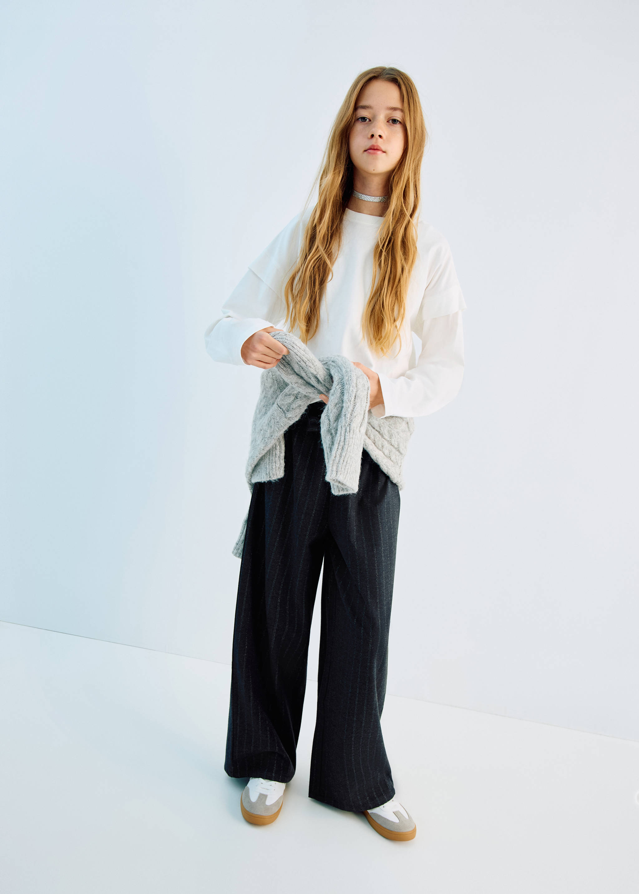 Lurex striped trousers - General plane