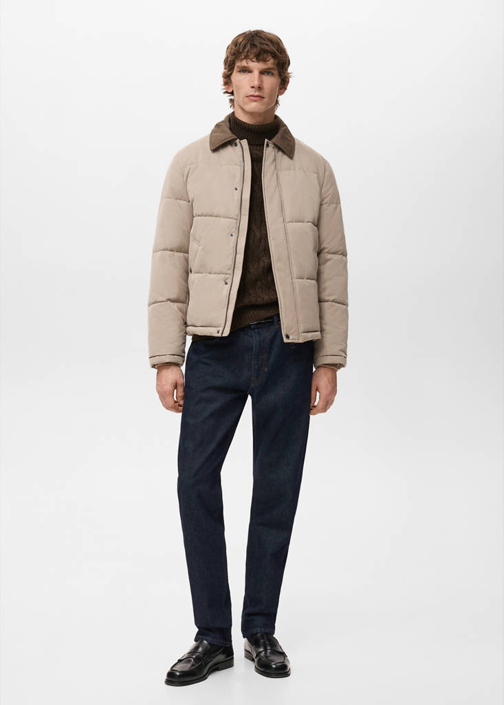 Short water-repellent puffer jacket — Sand
