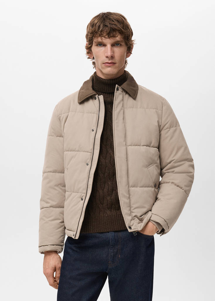 Short water-repellent puffer jacket — Sand