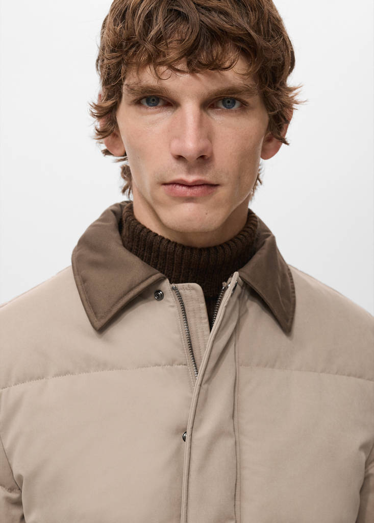 Short water-repellent puffer jacket — Sand
