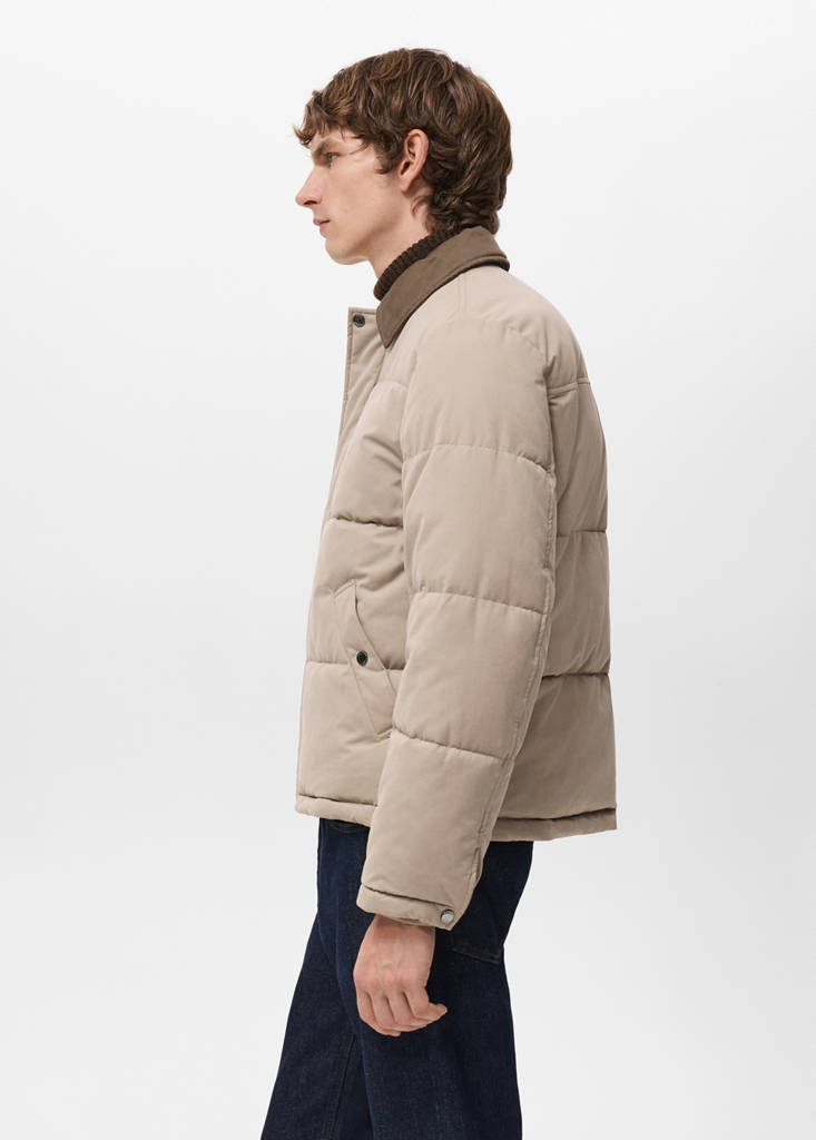 Short water-repellent puffer jacket — Sand