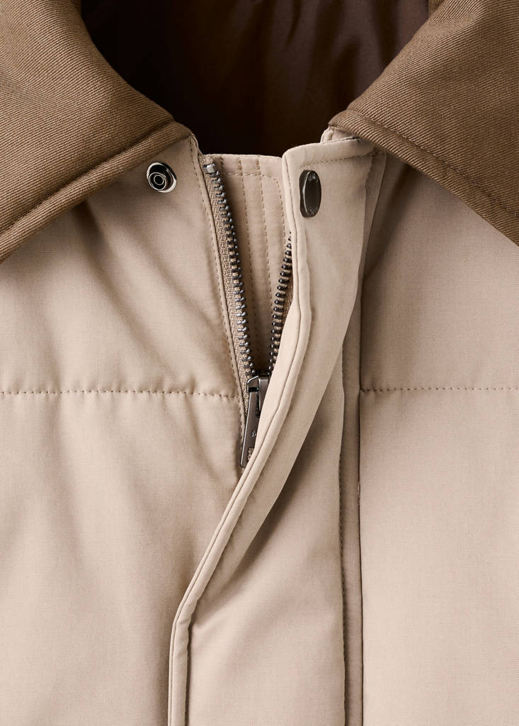 Short water-repellent puffer jacket — Sand