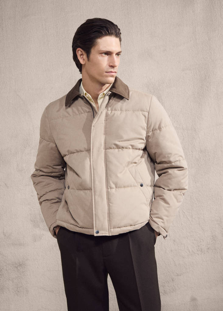 Short water-repellent puffer jacket — Sand