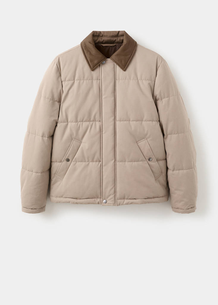 Short water-repellent puffer jacket — Sand