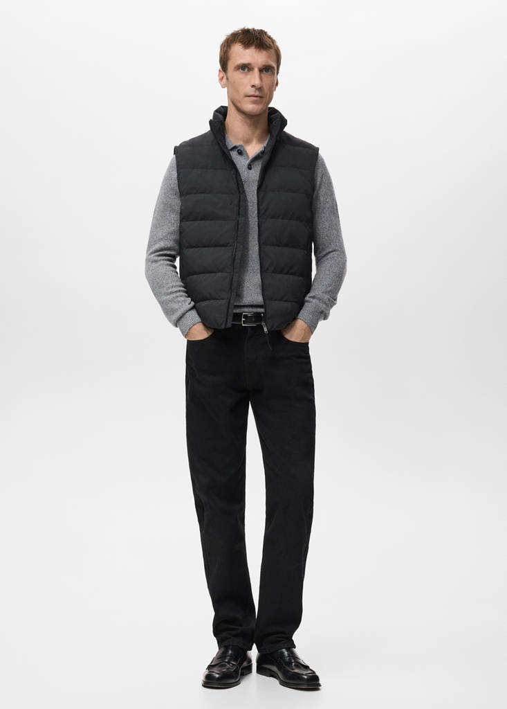 Quilted waistcoat with down and feather filling — Black