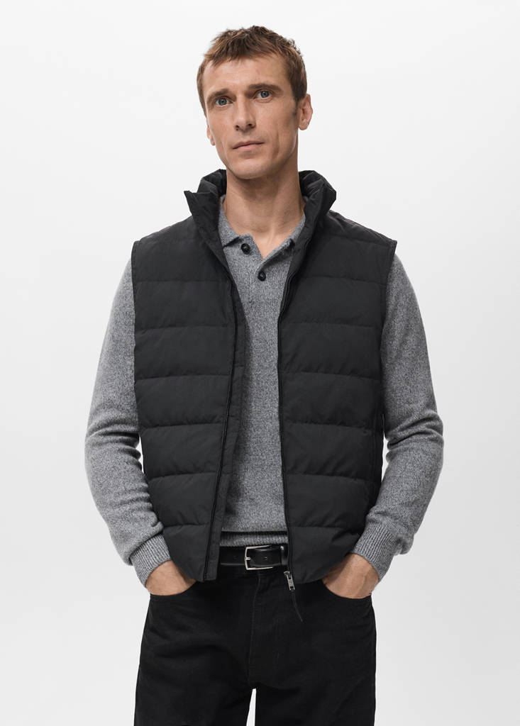 Quilted waistcoat with down and feather filling — Black
